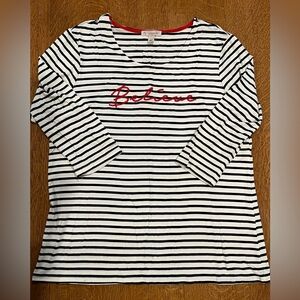 Dress Barn Christmas "Believe" T Shirt